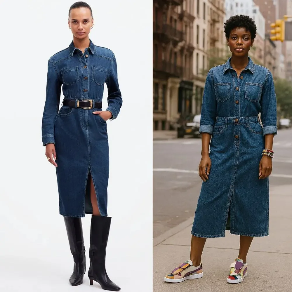 NEW Madewell Denim Western Midi Shirtdress in Laselle Wash Sz 2 Capsule Staple